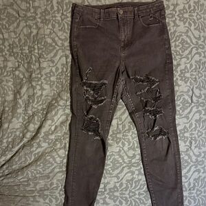American Eagle Outfitters Distressed Skinny Jeans in Black